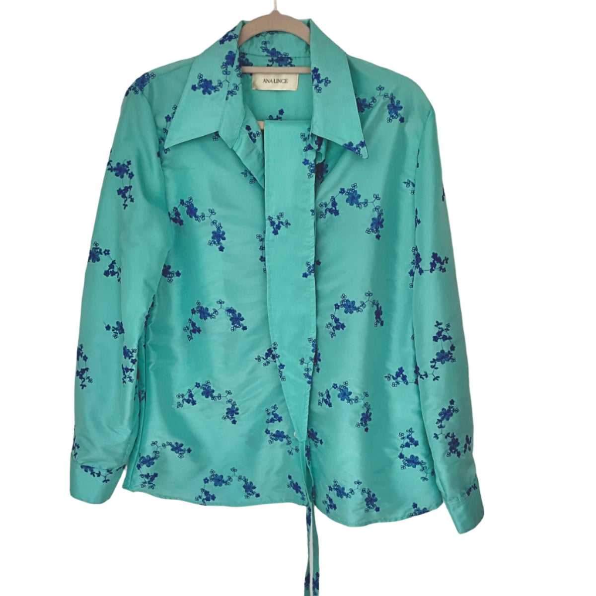 Camisa Tafetán Bordado Flores