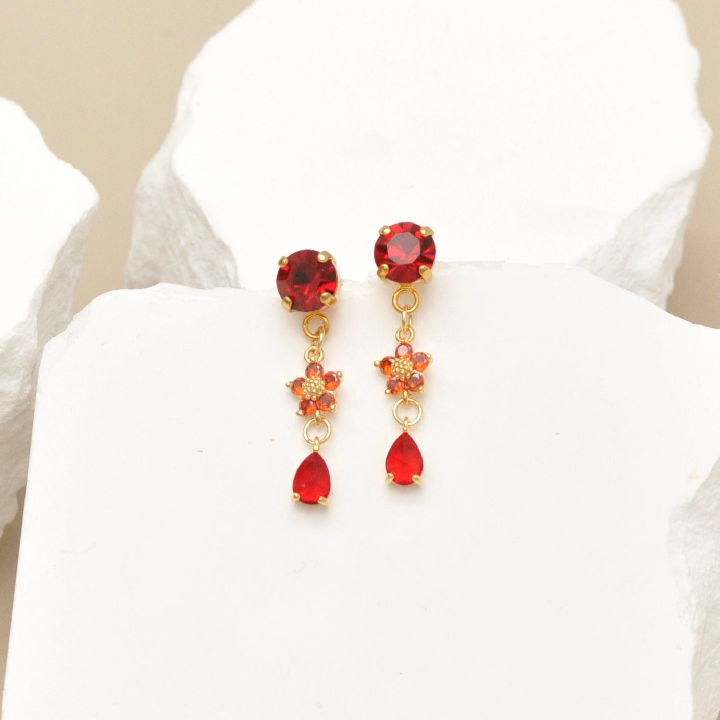 Aretes Flor De Cristal
