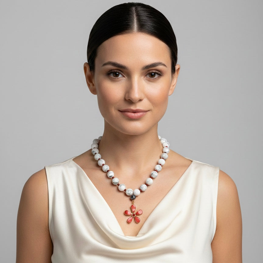 Collar Howlita Carmesí