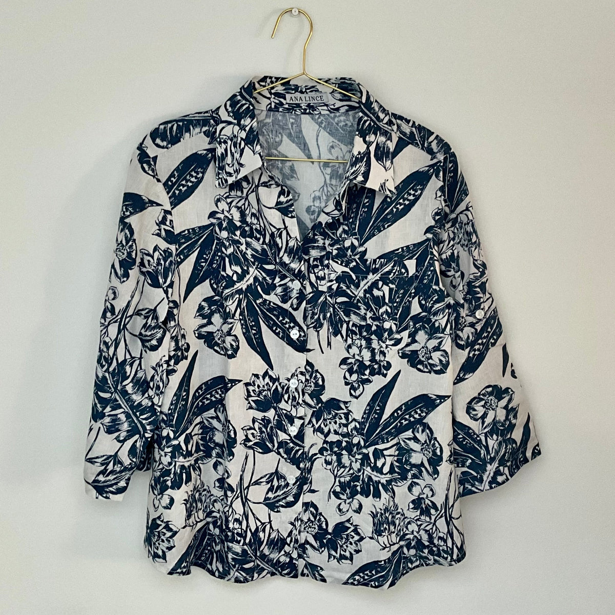 Camisa Lino Azul Jardin
