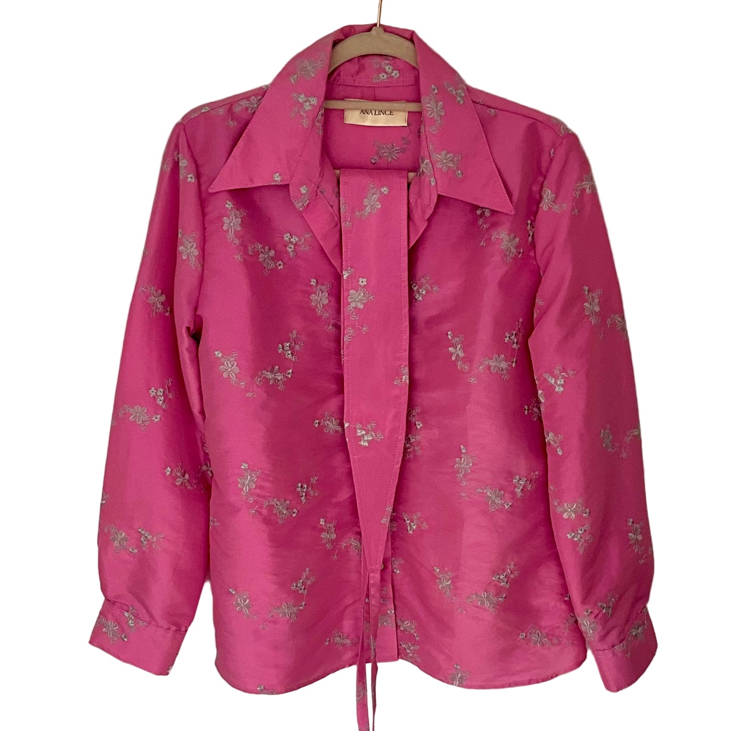 Camisa Tafetán Bordado Flores