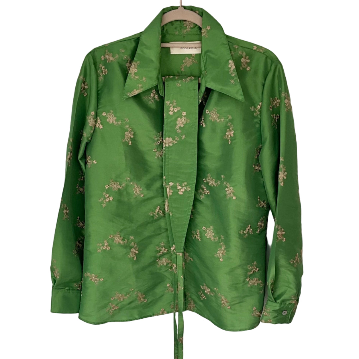 Camisa Tafetán Bordado Flores