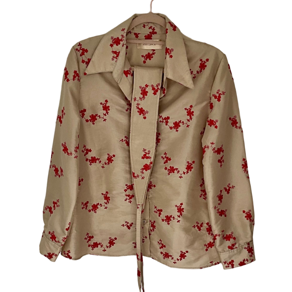 Camisa Tafetán Bordado Flores