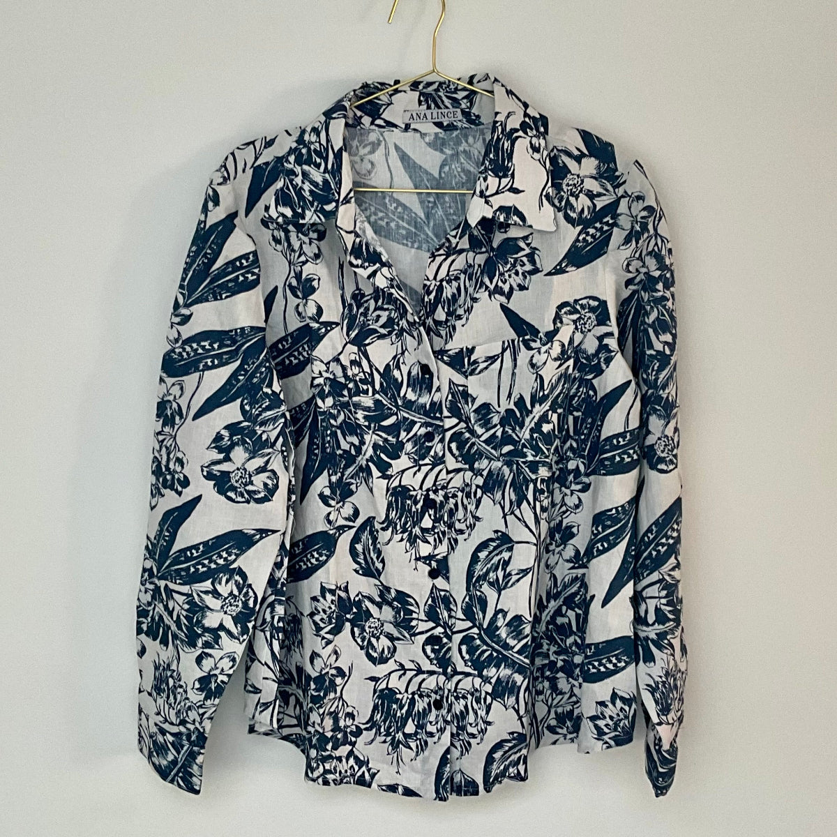 Camisa Lino Azul Jardin