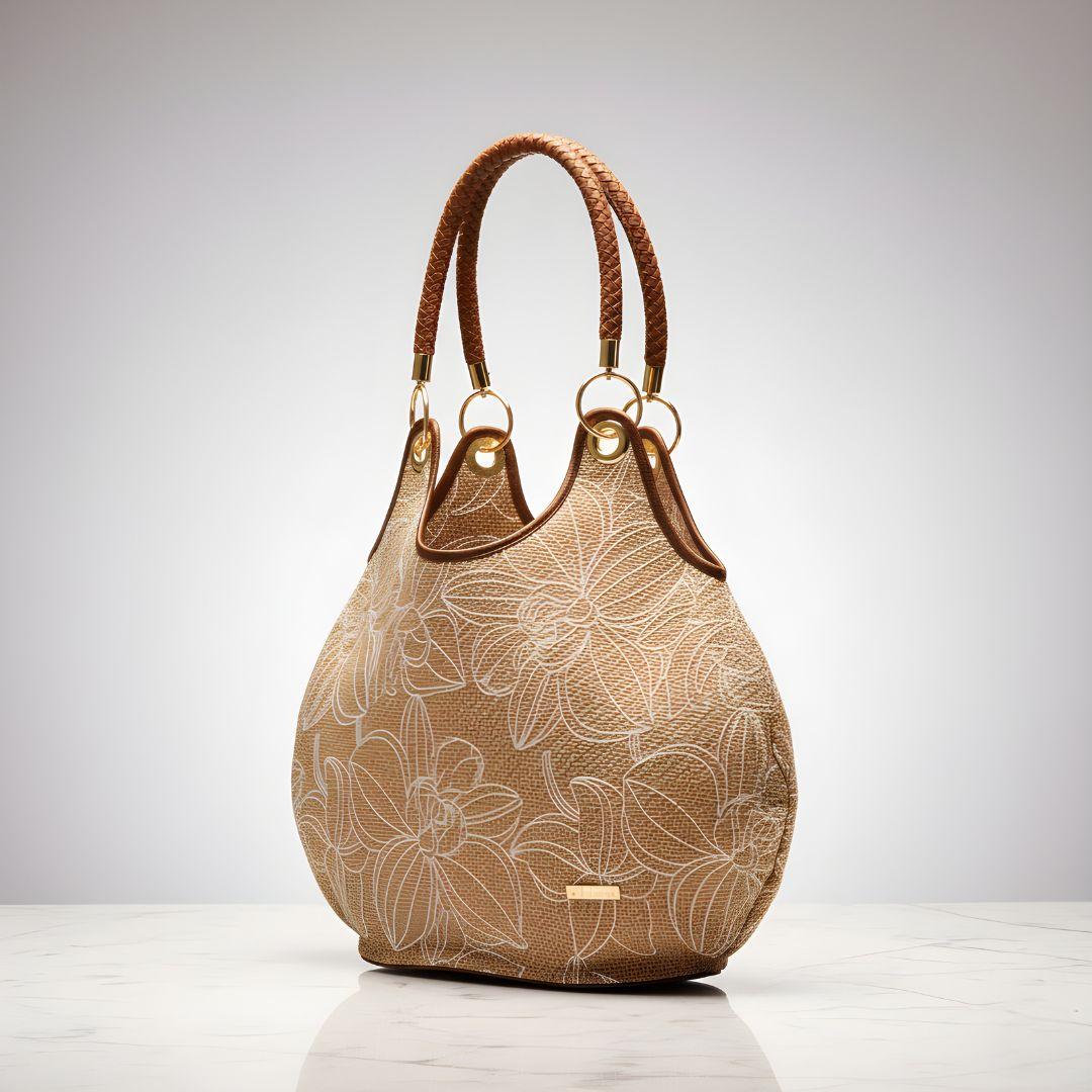Bolso Round Jute White Flowers | Ana Lince