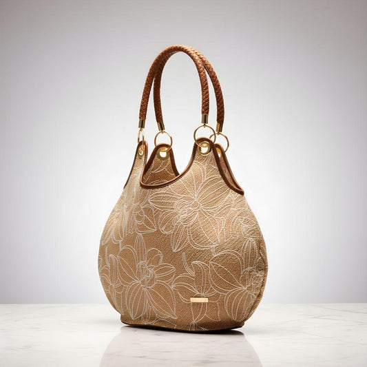 Bolso Round Jute White Flowers | Ana Lince