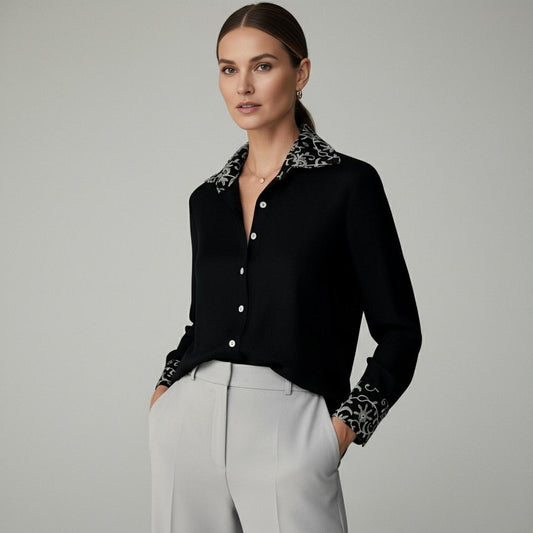 Camisa Lino con Bordados | Ana Lince