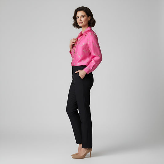 Camisa Tafetán Bordado Flores | Ana Lince