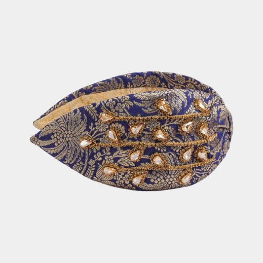 Diadema Brocado Real Azul Cobalto | Ana Lince
