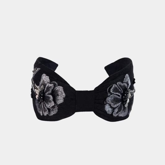 Diadema Negro Rosa de Plata | Ana Lince