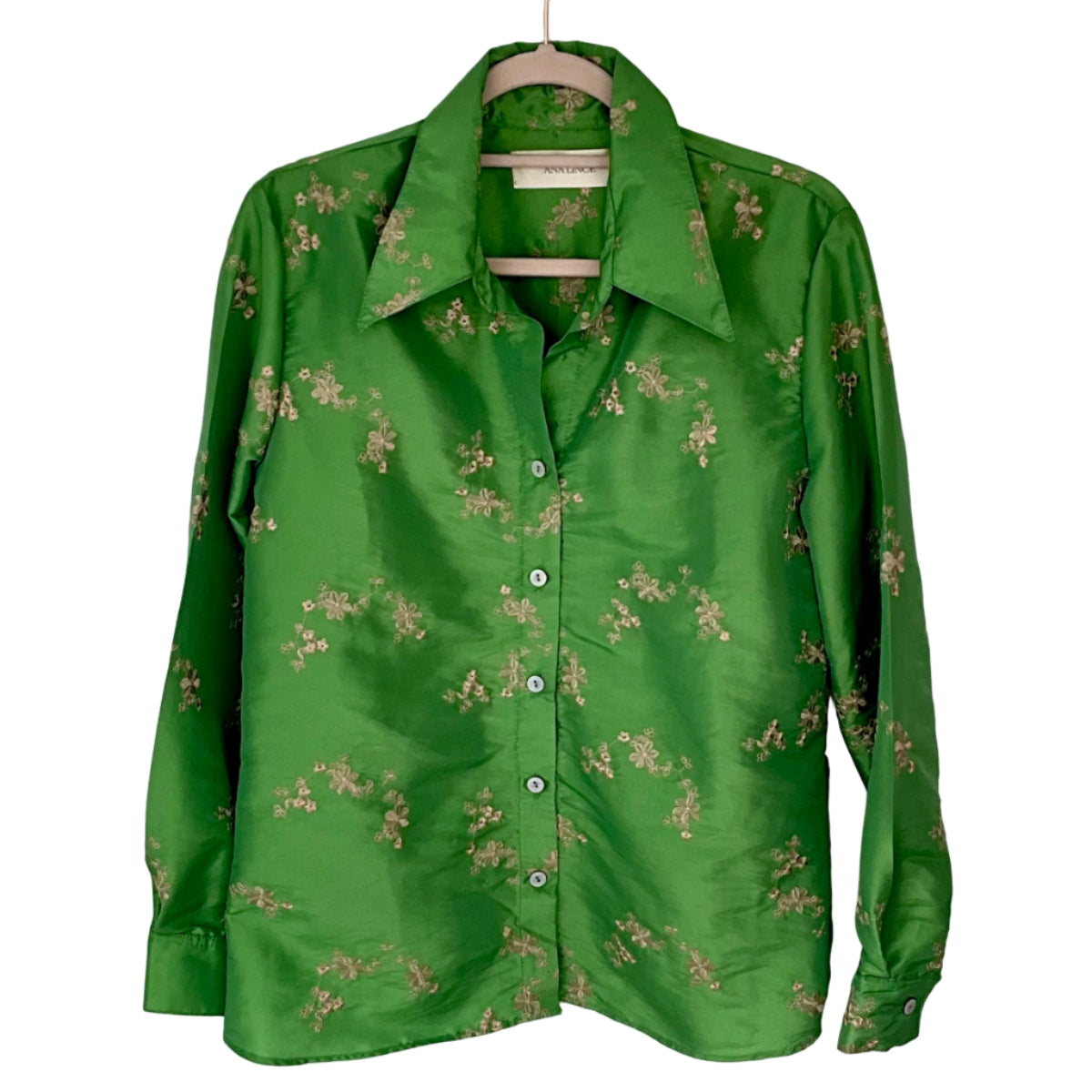 Camisa Tafetán Bordado Flores