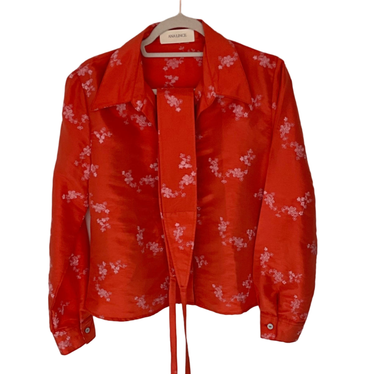 Camisa Tafetán Bordado Flores