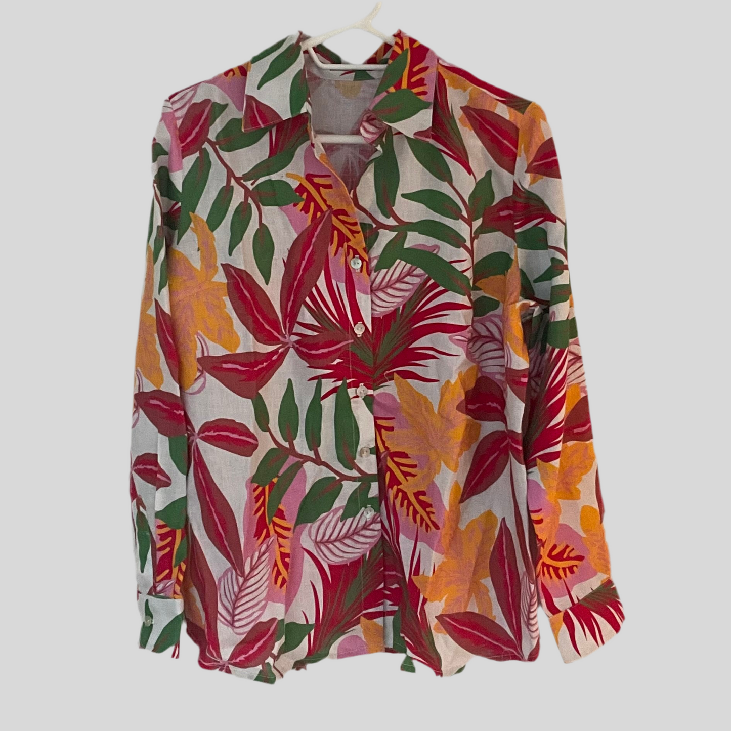 Camisa Lino con Botones Estampada
