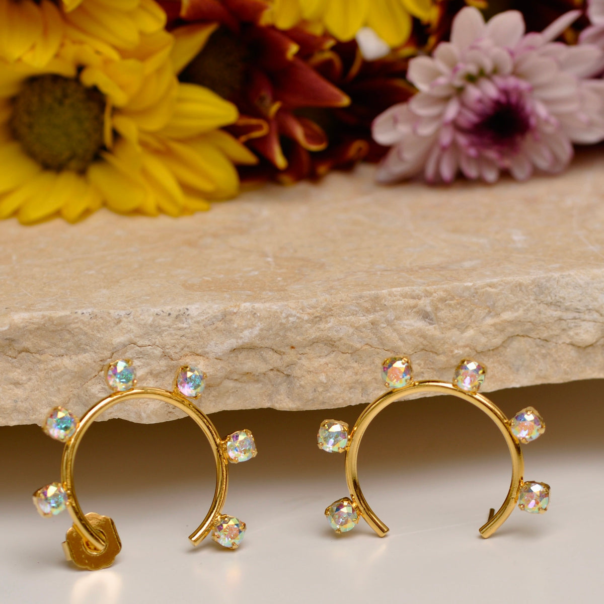 Aretes Candongas Aros de Cristal Mini