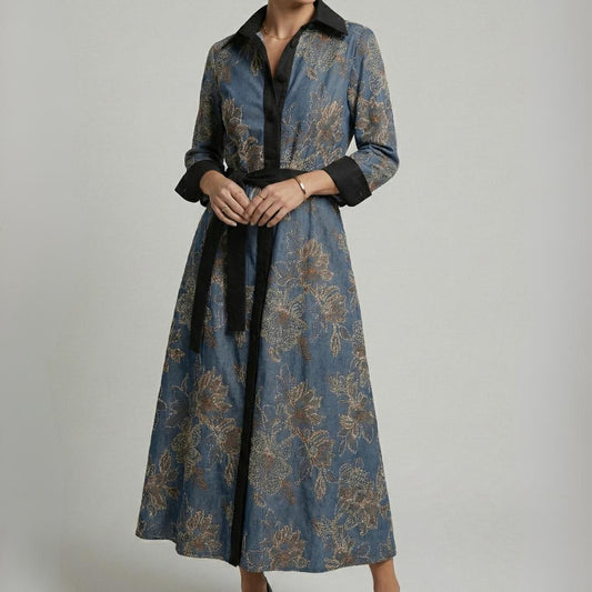 Vestido Flora Azul Noche | Ana Lince