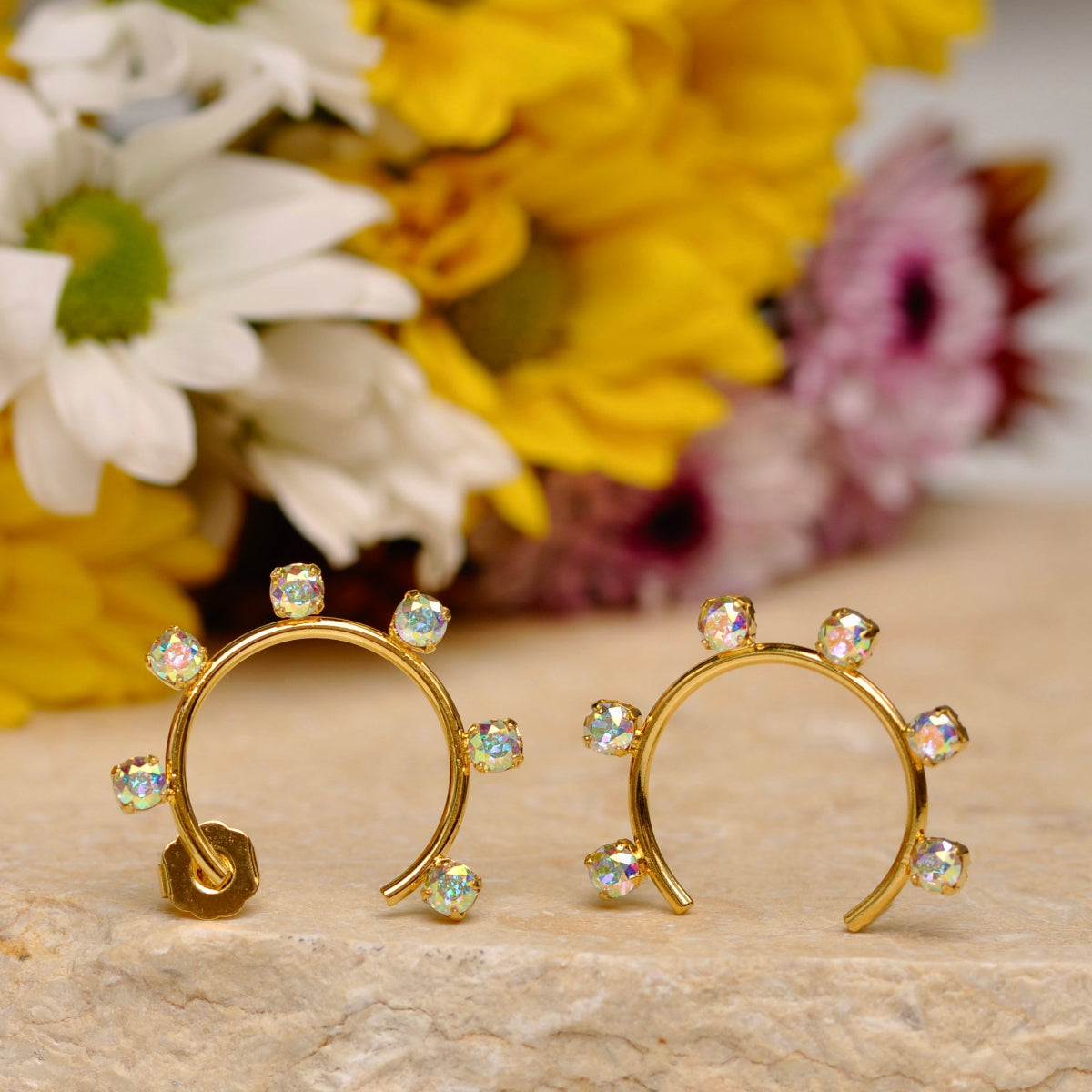Aretes Candongas Aros de Cristal Mini