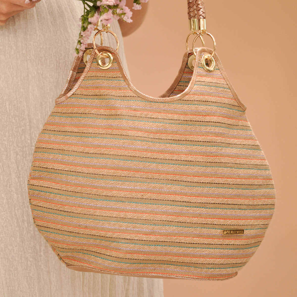 Bolso Round Jute Stripes - Ana Lince Accesorios - Accesorios para Mujer - Atemporales & Sostenibles