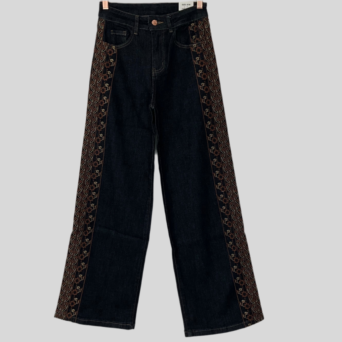 R- BlueJean Oscuro Franja Café