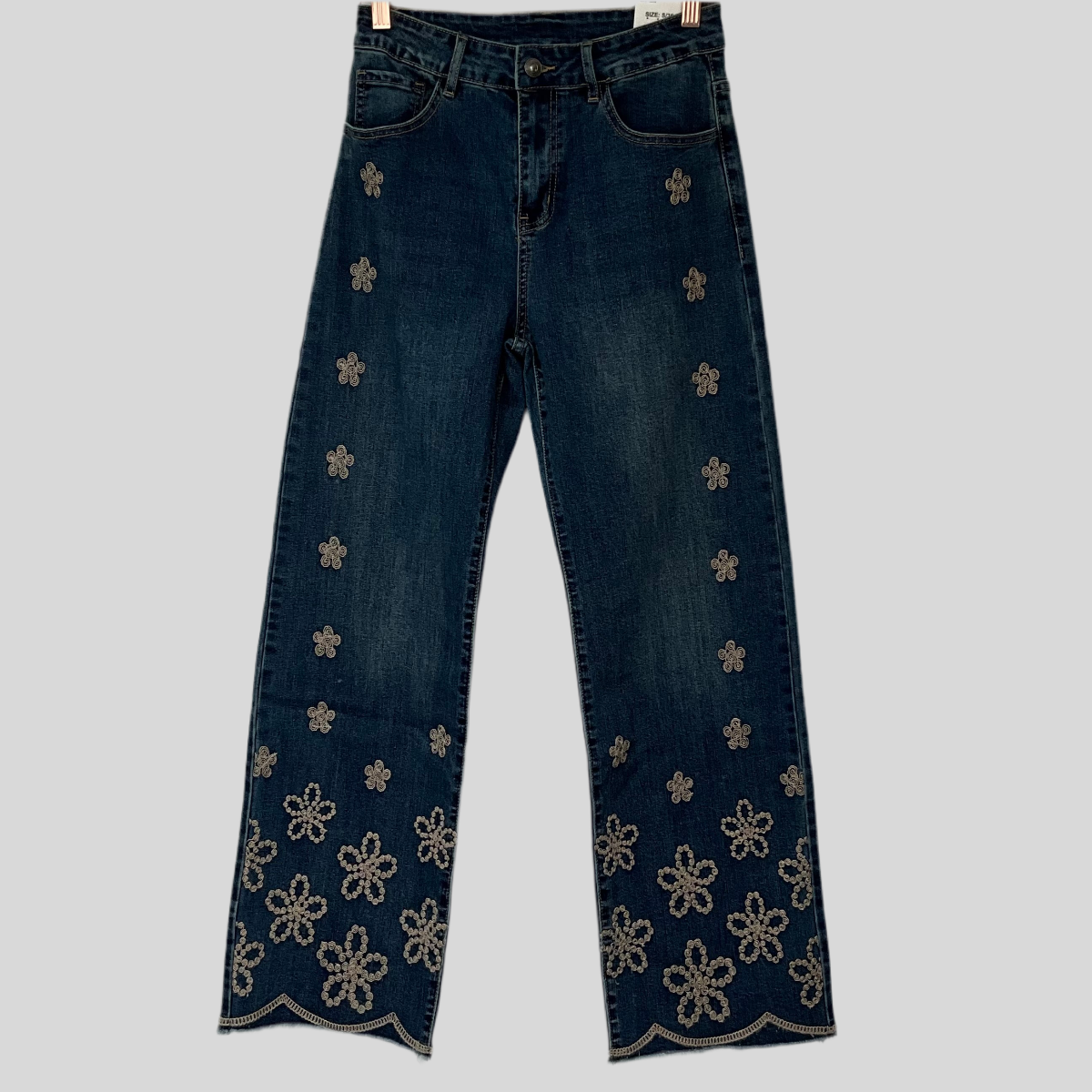 R- BlueJean Bordado Flores Doradas
