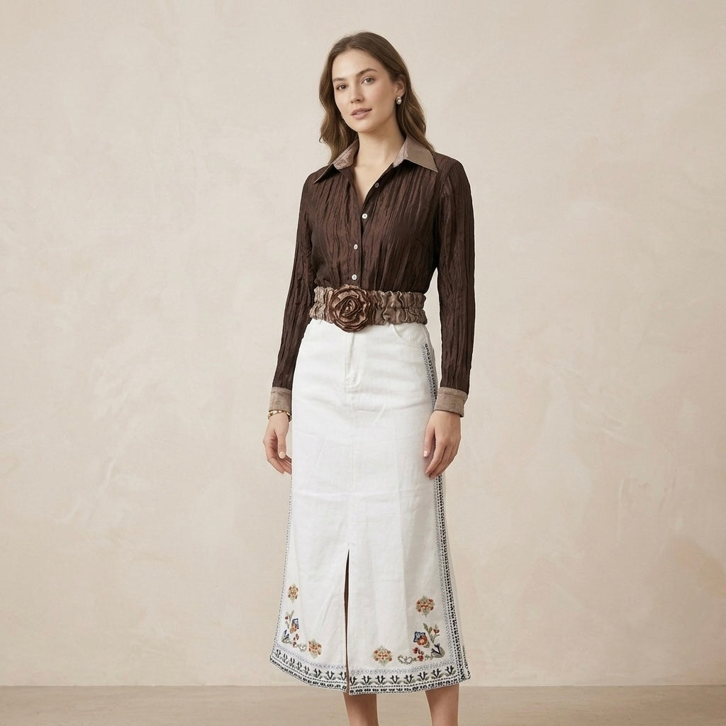 Falda Jean Blanco Versailles