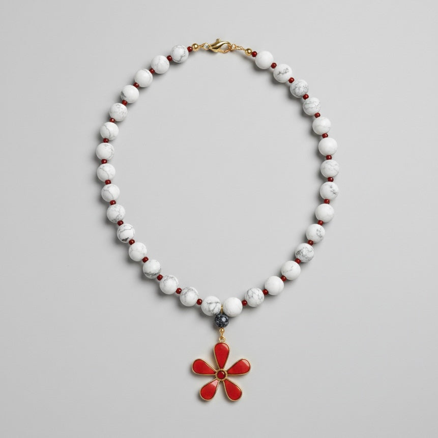 Collar Howlita Carmesí