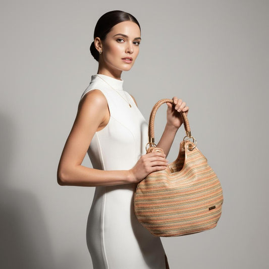 Bolso Round Jute Stripes | Ana Lince