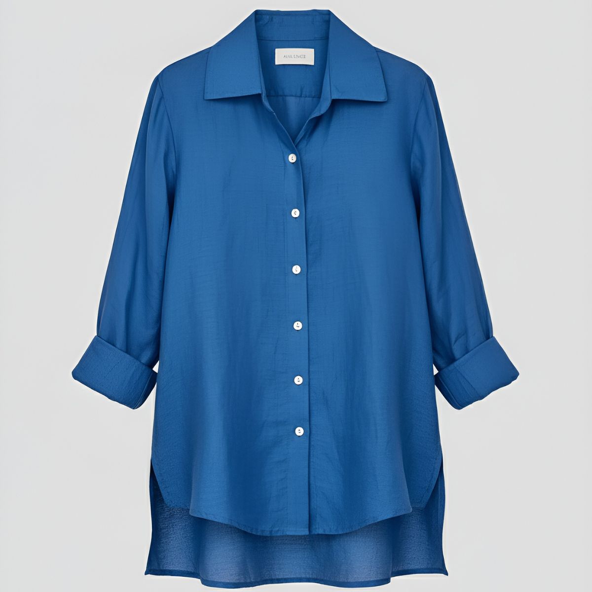 Camisa Lino Manga Larga Azul Marino | Ana Lince