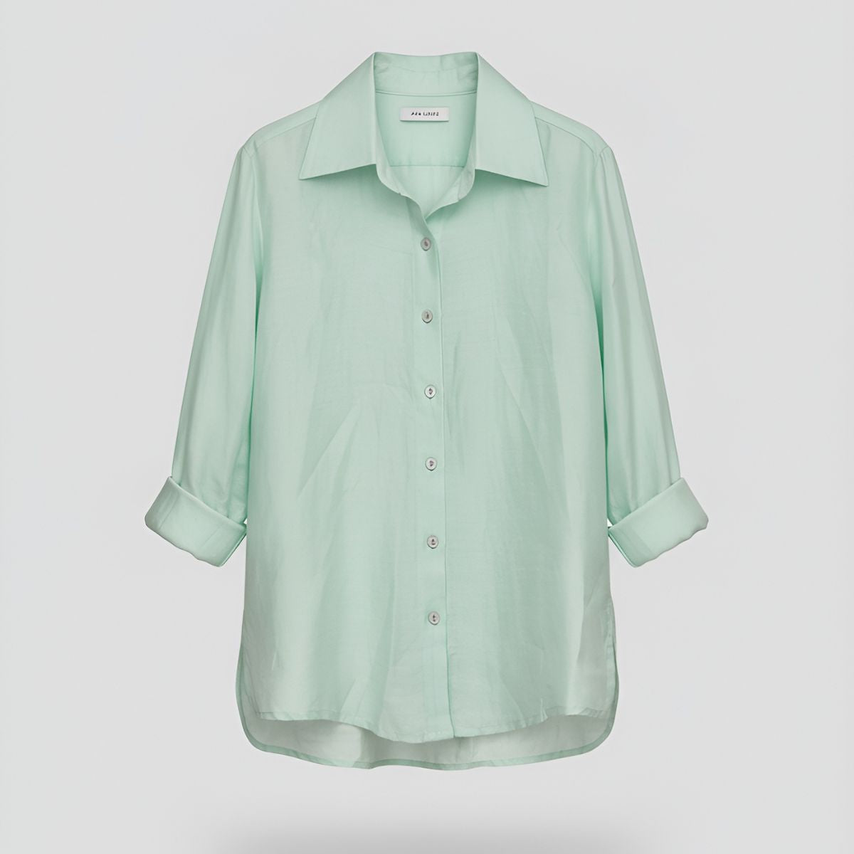 Camisa Lino Manga Larga Verde Limon | Ana Lince