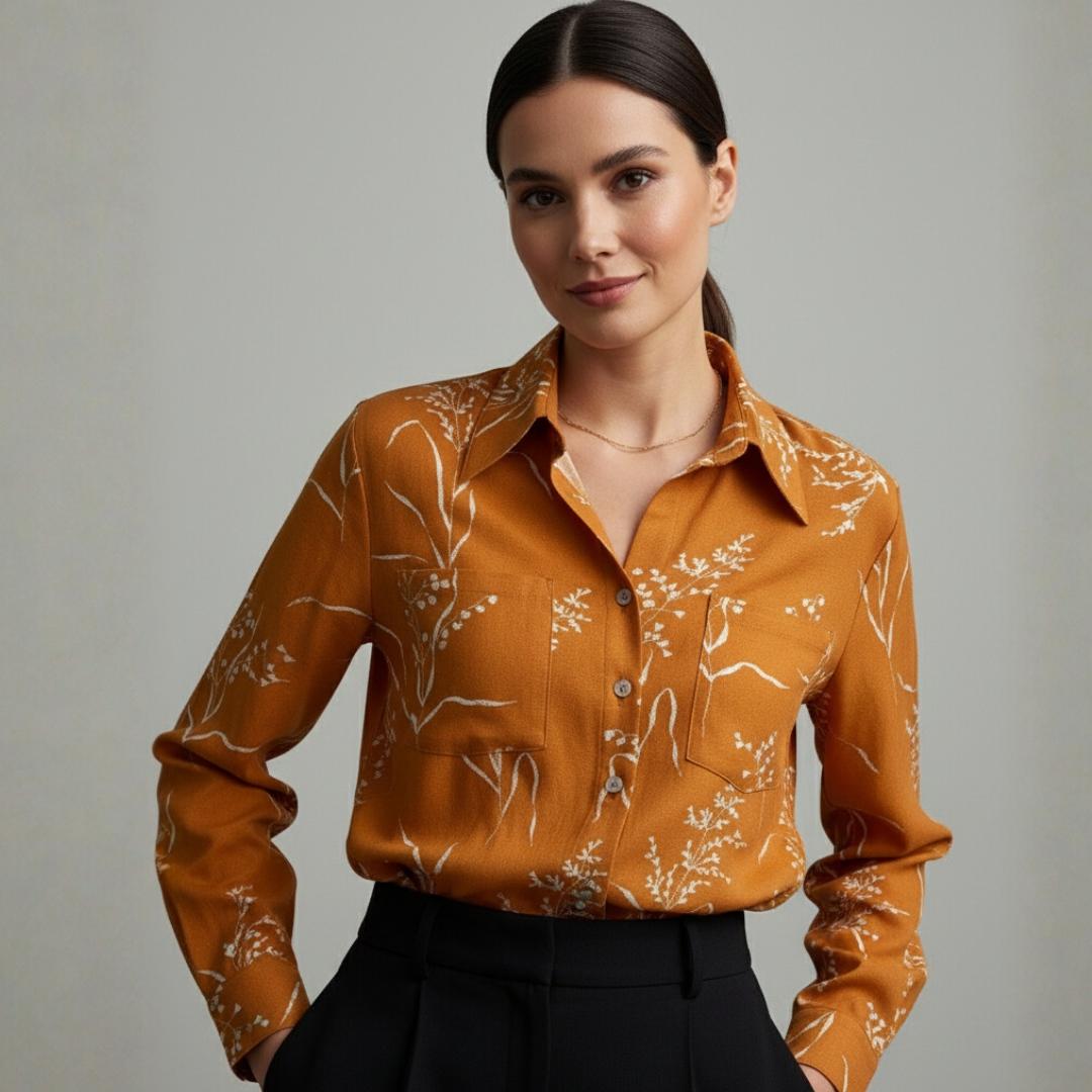 Camisa Brisa Botanica Mostaza | Ana Lince