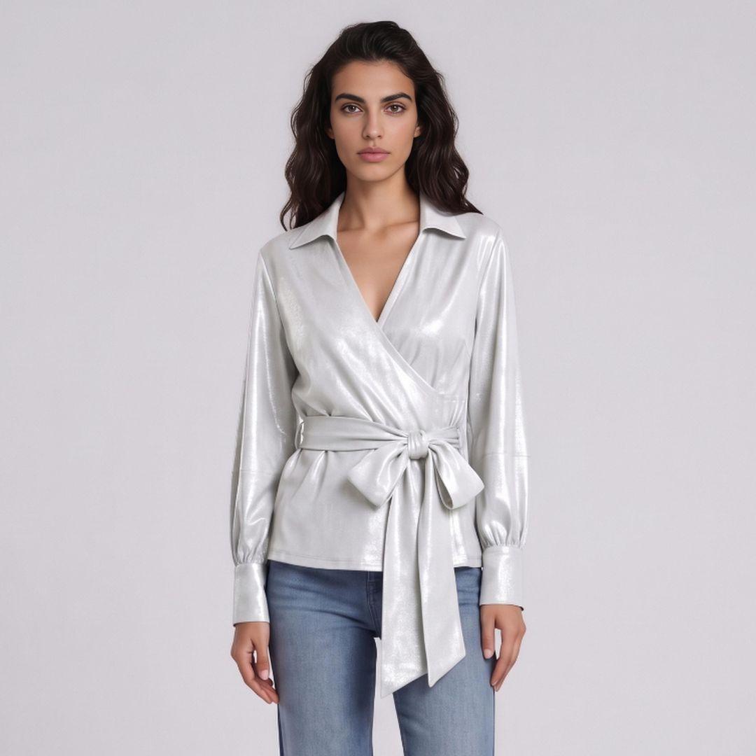 Camisa Cruzada Aura Perlada | Ana Lince