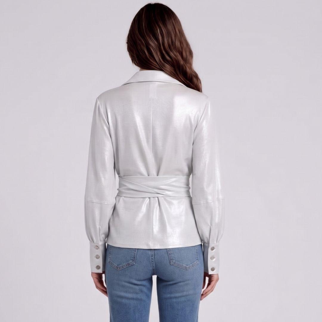 Camisa Cruzada Aura Perlada | Ana Lince