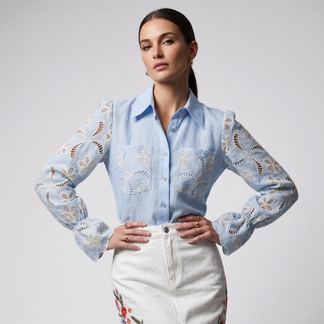 Camisa Lino Aria Azul | Ana Lince Colombia