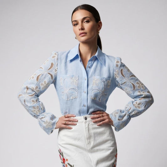 Camisa Lino Aria Azul | Ana Lince Colombia