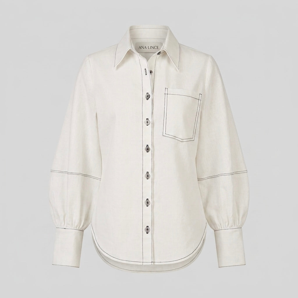 Camisa Lino Aura Marfil | Ana Lince