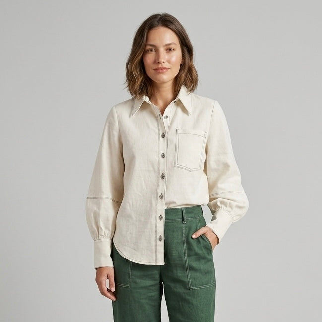 Camisa Lino Aura Marfil | Ana Lince