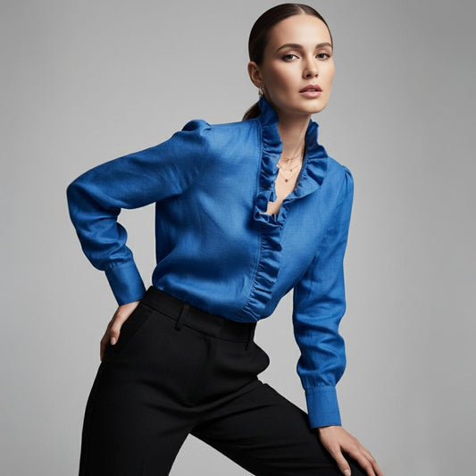 Camisa Lino Manga Larga Boleros | Ana Lince