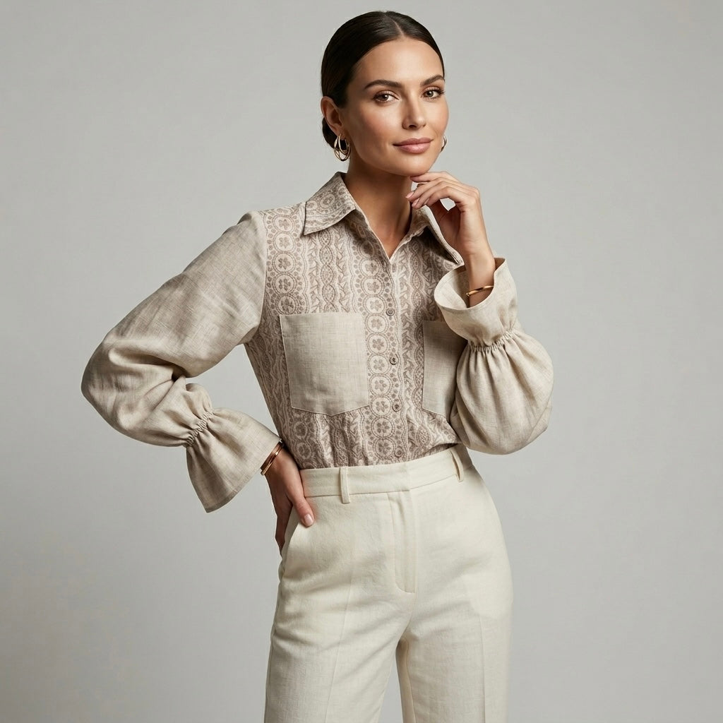Camisa Lino con Bordados | Ana Lince