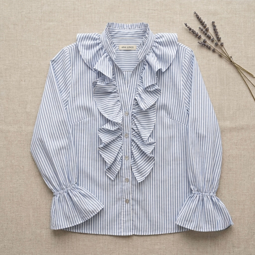 Camisa Marina con Boleros | Ana Lince