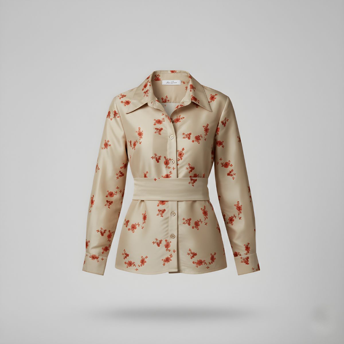 Camisa Tafetán Bordado Flores | Ana Lince