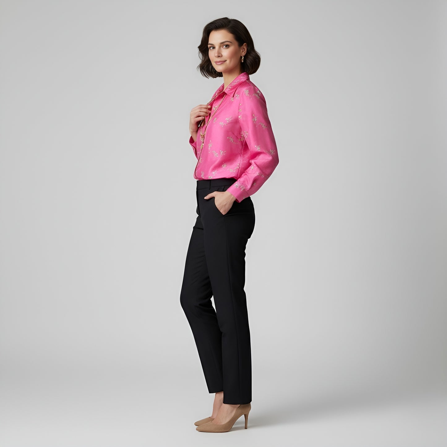 Camisa Tafetán Bordado Flores | Ana Lince