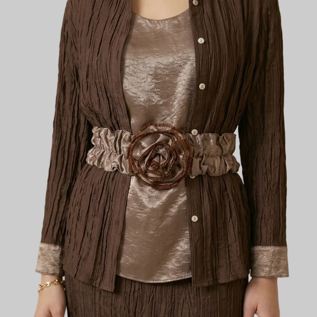 Cinturón Flor Latte Satin | Ana Lince