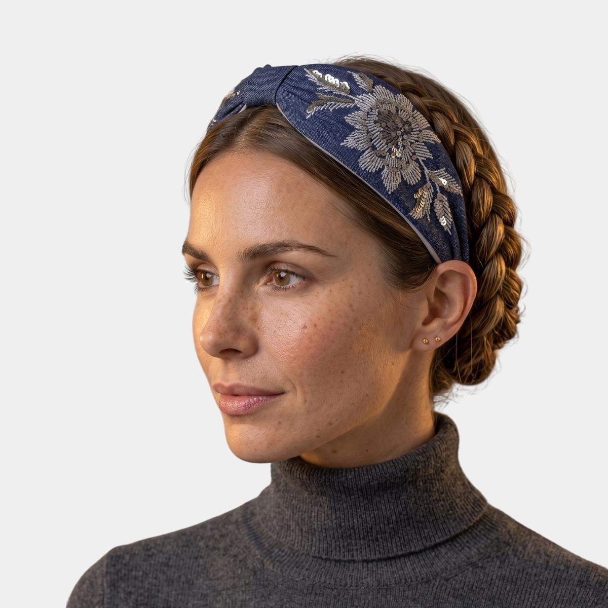 Diadema Denim Cosmos Plata | Ana Lince