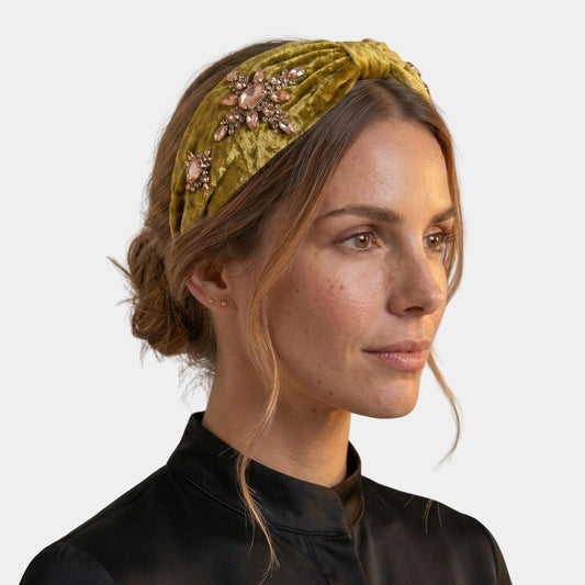 Diadema Terciopelo Joya Oliva | Ana Lince