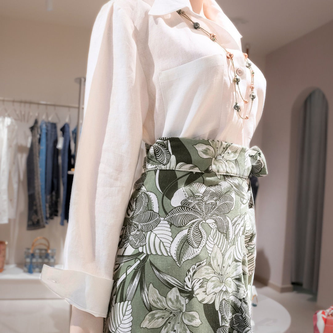 Estilo Lino  (Blusa + Falda + Collar)