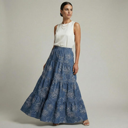 Falda Brisa Indigo | Ana Lince