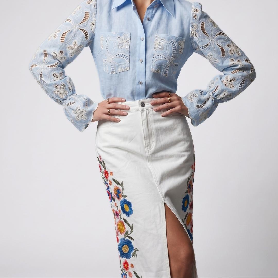 Falda Jean Blanca Provenza | Ana Lince