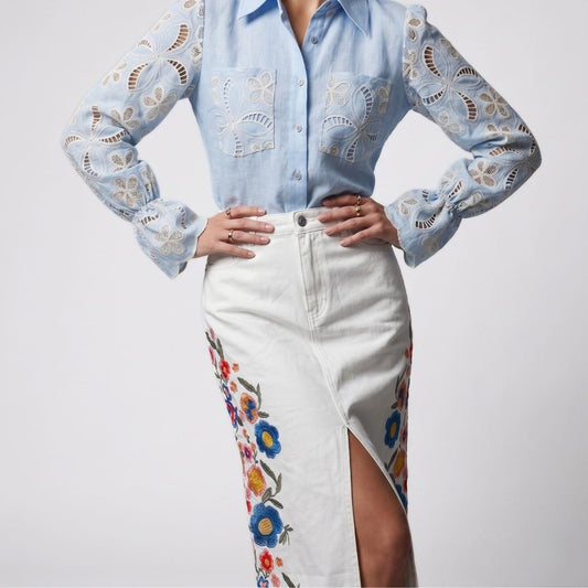Falda Jean Blanca Provenza | Ana Lince
