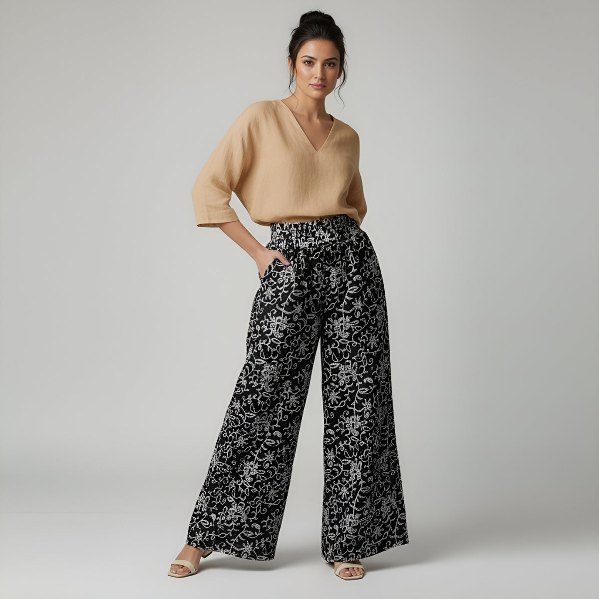 Falda Pantalón Elegancia Floral Nocturna | Ana Lince