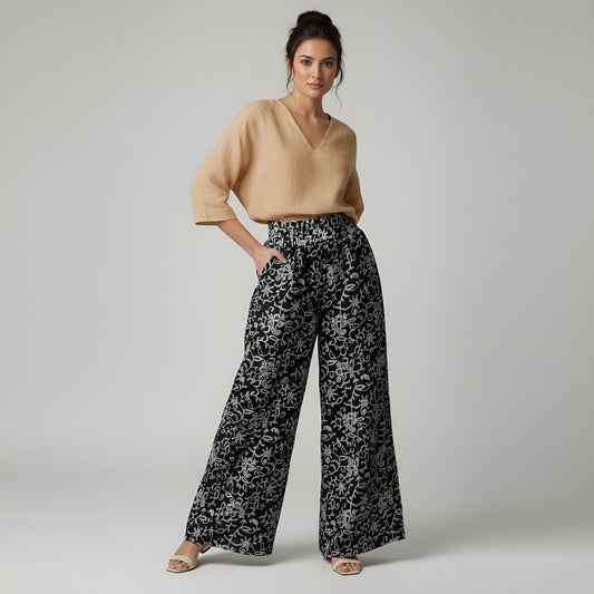 Falda Pantalón Elegancia Floral Nocturna | Ana Lince