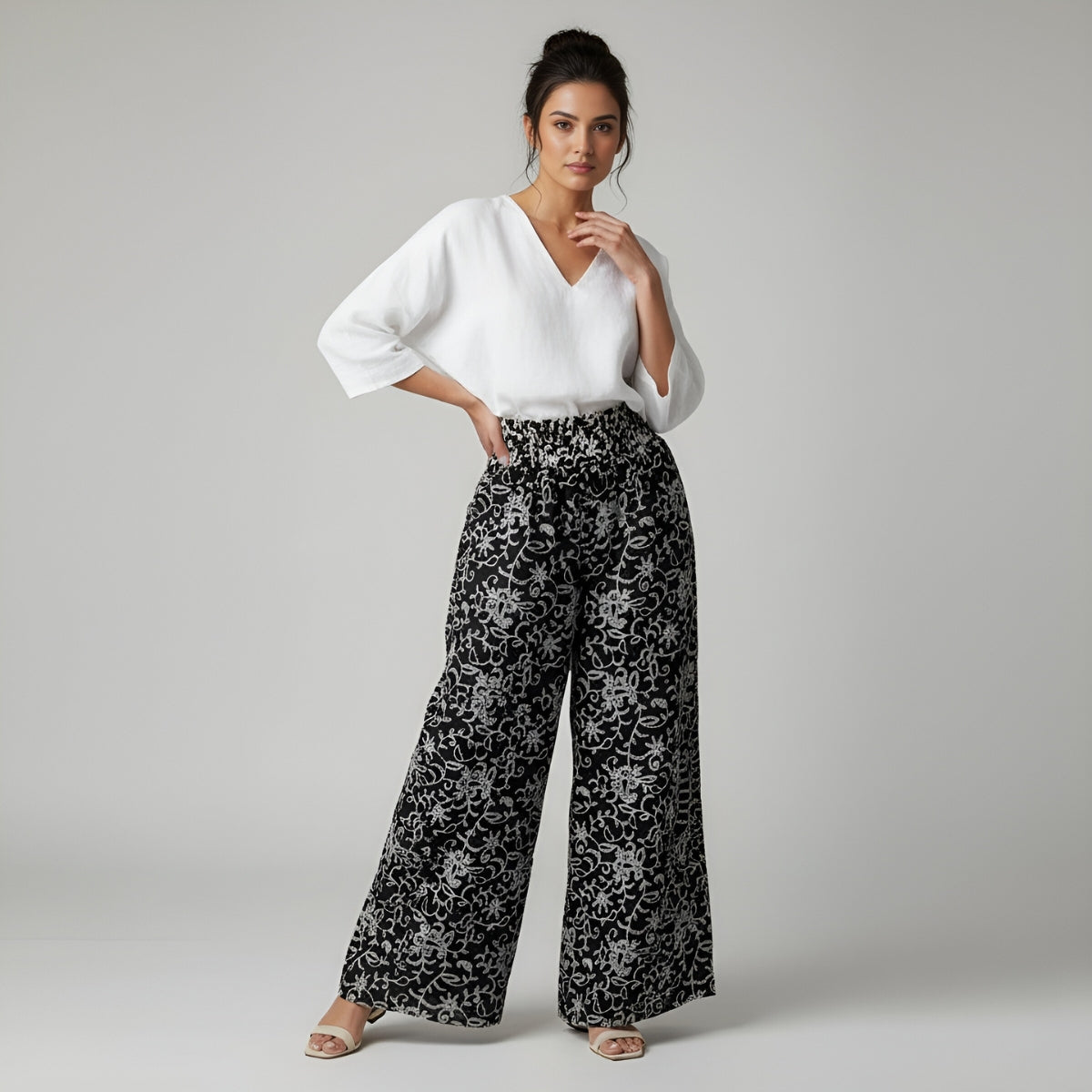 Falda Pantalón Elegancia Floral Nocturna | Ana Lince